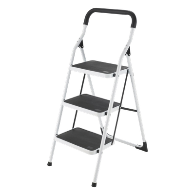 Escalera plegable tipo taburete / Acero / 160 kg / 1.2 – 2.1 m (3.9 – 6.9 ft) / 1.13 m (3.7 ft)