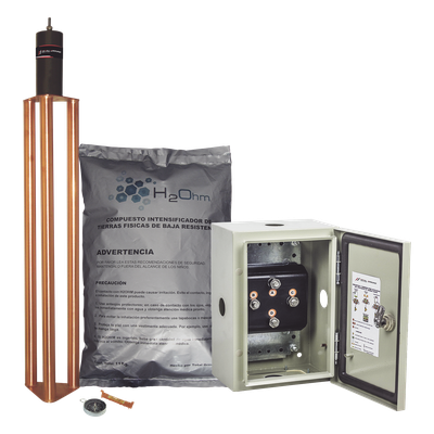 Kit de puesta a tierra / 70 A / Electrodo + Filtro + Acoplador 1500 A / Gabinete NEMA 4 / 20x30x12 cm (7.9×11.8×4.7 in)