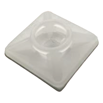 Base Autoadherible para Cinchos / 19×19 mm / Nylon Resistente / Temperatura -10°C a 50°C / Paquete 100 Piezas / Orificio Central para Tornillo