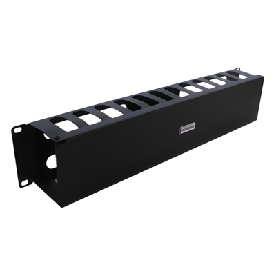 Organizador de Cables Horizontal / 19″ / 2UR / Acero Calibre 18 / Tapa PVC / 2.52′ (30.24 in) de Profundidad