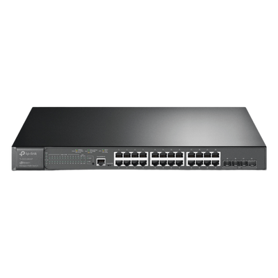 Switch PoE+ Administrable L2+ / 24 Puertos Gigabit PoE+ / 4 Puertos SFP+ 10G / Presupuesto PoE 384W / Rendimiento 128 Gbps / Montaje en Rack