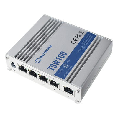 Switch Industrial No-Administrable / 5 Puertos Gigabit / 4 Puertos PoE+ 802.3af/at / 120W Total / -40°C a 75°C / Riel DIN / 115x32x95 mm (4.5×1.3×3.7 in)