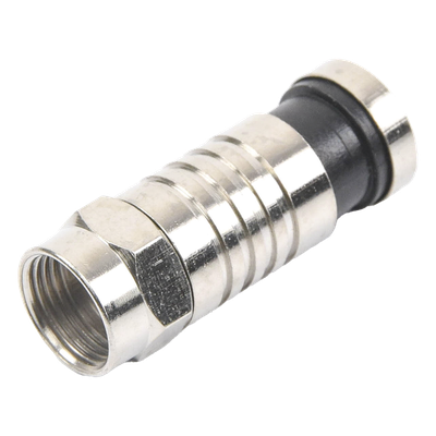 Conector F Macho / Compresión en Línea / Cable RG-59 / Cuerpo Bronce Niquelado / Contacto Oro / Aislante Teflón