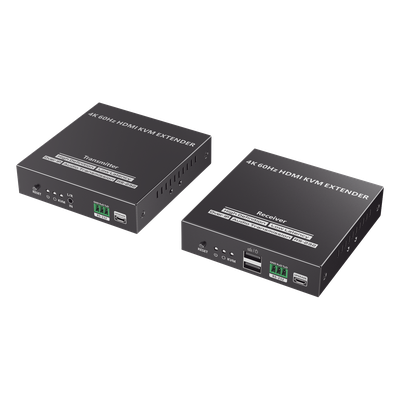 Extensor KVM HDMI / 4K @ 60 Hz / 120 m (393.7 ft) / 18 Gbps / Cat 6/6a/7 / Salida Loop / USB y RS-232