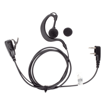 Micrófono-Audífono Profesional / Gancho Ajustable Tipo G / PTT de Solapa / Compatible Kenwood y TXPRO / Cable Kevlar Reforzado