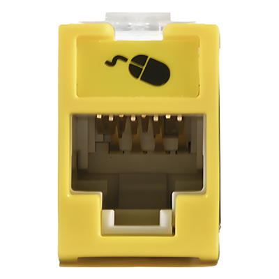 Jack RJ45 Cat5e / UTP / Montaje Híbrido Plano o Angulado / Terminación 110 / Amarillo