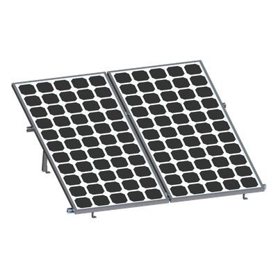 Soporte para Paneles Solares / 2 Módulos / Riel 2.7 m (8.9 ft) / Aluminio Anodizado / Inclinación 20-45° / Viento 136 km/h