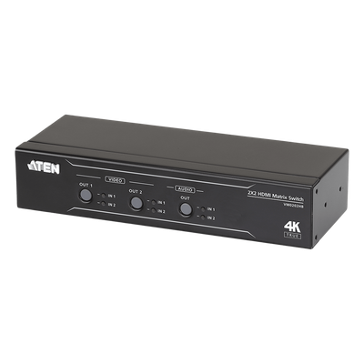 Conmutador matricial HDMI / 2×2 / 4K@60Hz / 18 Gbps / HDCP 2.2 / 16.4 ft