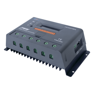 Controlador Solar de Carga PWM / 30 A / 12/24 V / Display LCD / RS485 Modbus / 4 Botones Configurables