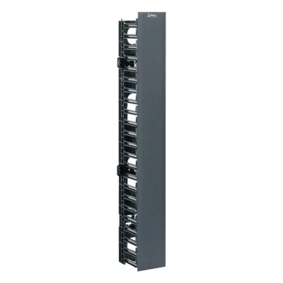 Organizador de Cable Vertical / 45 Espacios de Rack / 6.9 pies de Alto / 131 Cables CAT6 / Frontal Sencillo / ABS Negro