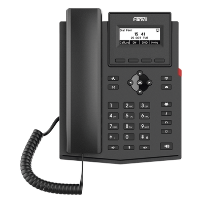 Teléfono IP / 2 Líneas SIP / Pantalla LCD 2.3″ / Audio HD G.722 y Opus / Conferencia 6 Vías / PoE 802.3af / Puertos Ethernet Duales Gigabit / Soporte EHS