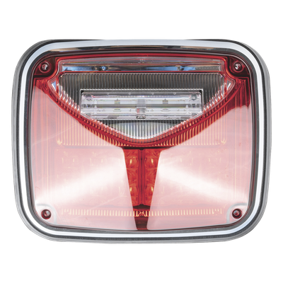 Luz de Advertencia LED / 8 X 6″ / Color Rojo / Luz de Trabajo Blanca 12 W / 11 Patrones de Destello / IP67 / 12-30 VCC