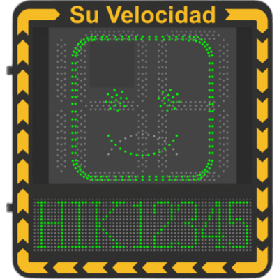 Display LED para Control de Velocidad / Alcance Visual 100 m (328 ft) / Indicación por Código de Colores / IP66 / Wi-Fi y Ethernet / Radar Compatible