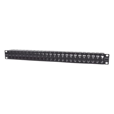 Patch Panel UTP / 48 Puertos Cat 6 / Plano 1UR / 19″ Rack / Acero Negro / 4.3 x 19 x 1.7 in