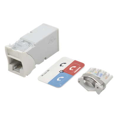 Jack Cat6A / UTP / Montaje Híbrido Plano-Angulado / Alta Densidad / Blanco / Versión Bulk