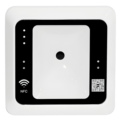 Lector QR y RFID / Salida Wiegand W26/W34/W66 / MIFARE 13.56 MHz / USB y RS485 / Lectura QR 5 cm / RFID 4 cm